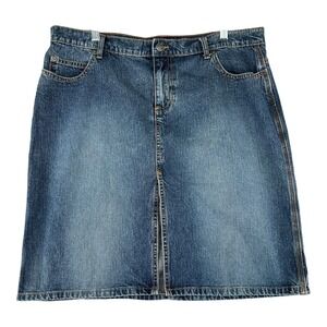 SO Denim Skirt Womens Juniors Size 17 Front Split Jean Mini A Line Straight